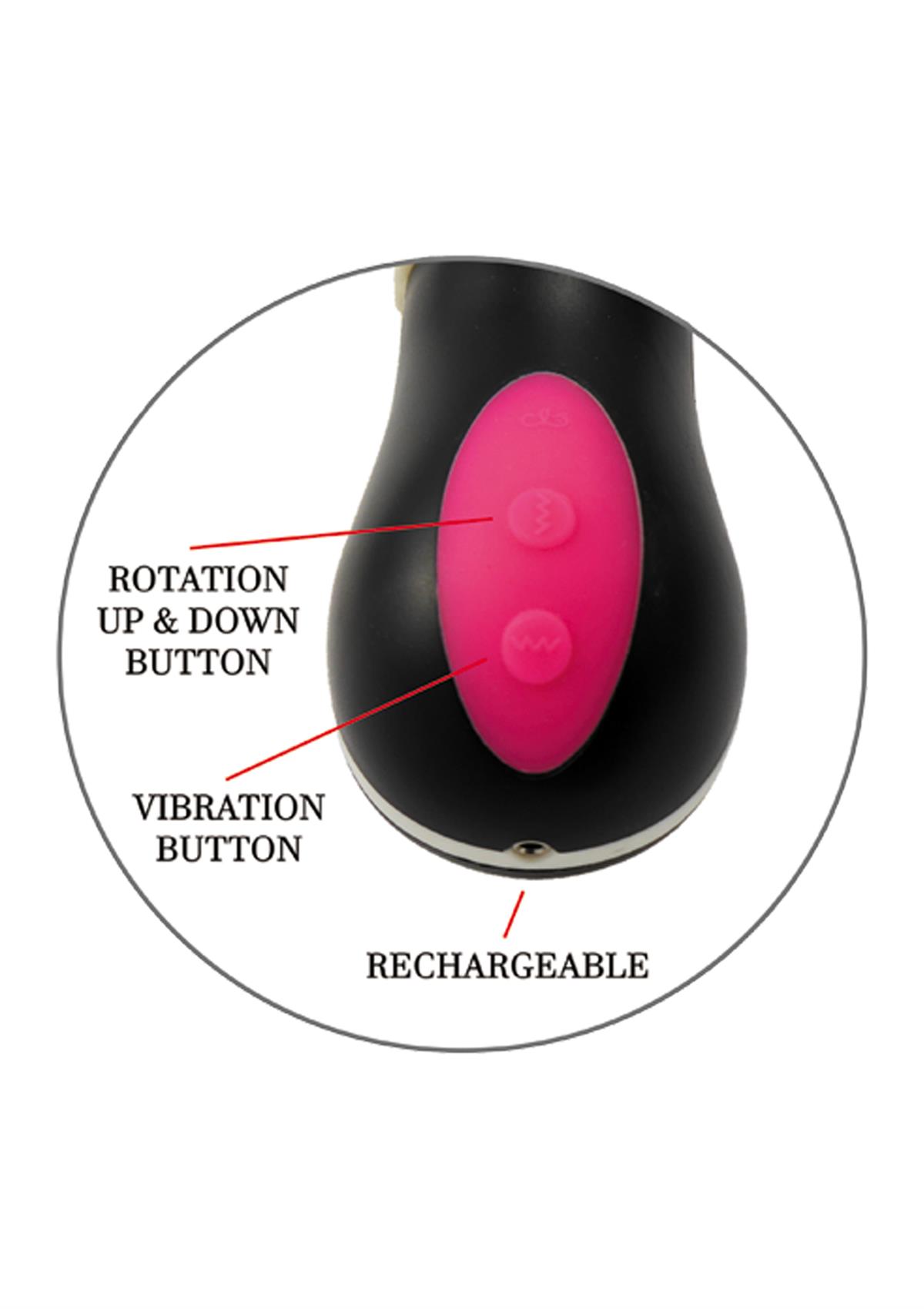 Bossoftoys Mercury Up & Down vibrator & Rotating vibrator - 12 Function - Usb - Cyber leather - 44-00019 - 27 cm