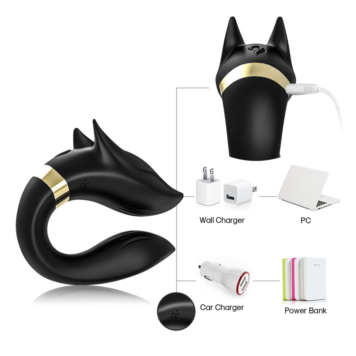 Fox Black - USB - 9 Vibratiestanden - Luxe Geschenkdoos - Zwart