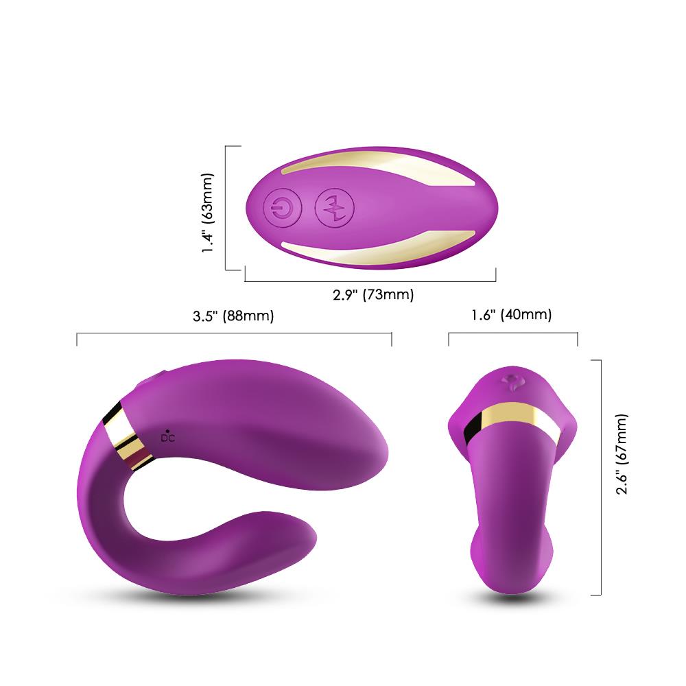 Bossoftoys - 52-00030-1 - Lesbian couple vibrator - Crescent purple - 100% waterproof - 9 vibration modes - USB rechargeable