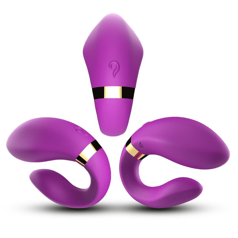 Bossoftoys - 52-00030-1 - Lesbian couple vibrator - Crescent purple - 100% waterproof - 9 vibration modes - USB rechargeable