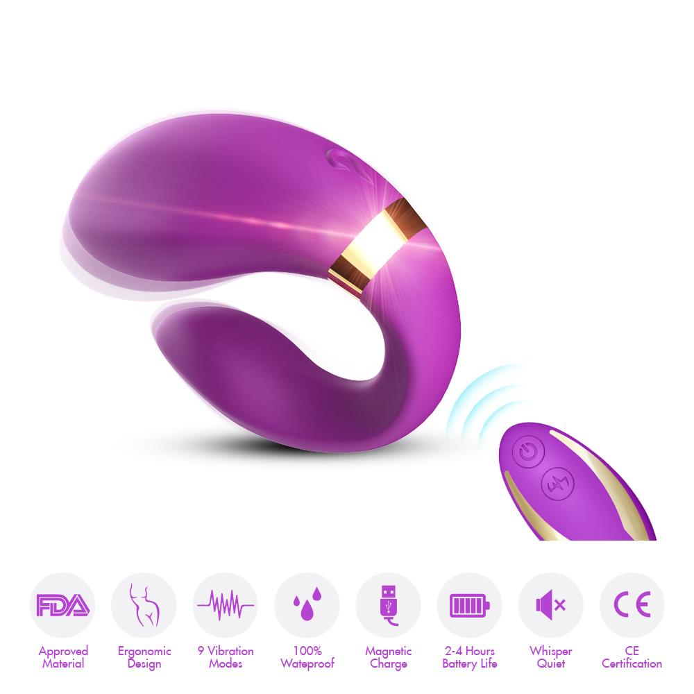 Bossoftoys - 52-00030-1 - Lesbian couple vibrator - Crescent purple - 100% waterproof - 9 vibration modes - USB rechargeable