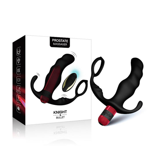 Bossoftoys - 52-00042 - Knight zwarte Silicone Prostate Massager - 9 vibration modes -