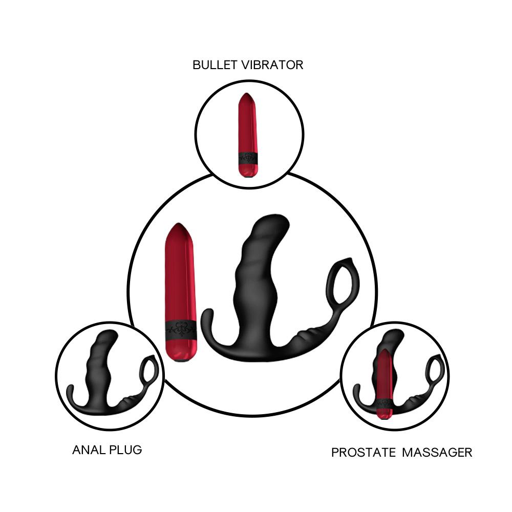 Bossoftoys - Knight black - 52-00042 - Silicone Massager - Prostate Massager - 9 vibration modes - Black
