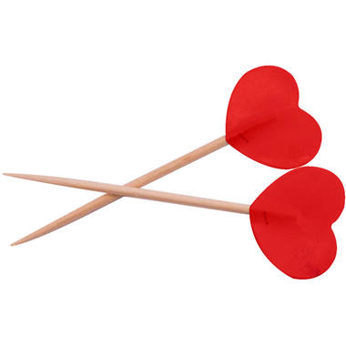 Sate prikkers Met Rood & Wit Hartje 50 Stuks - Voeg een liefdevol accent toe aan je hapjes en gerechten met deze charmante sate prikkers.
