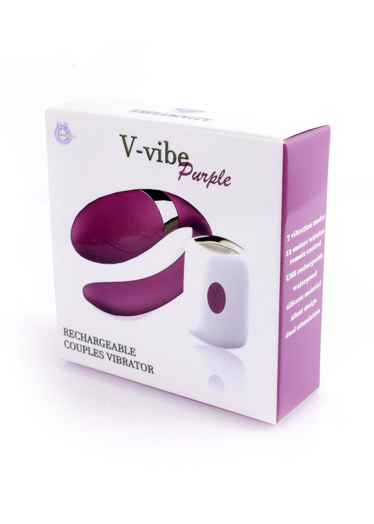 Bossoftoys - Stymulator V-Vibe Purple USB 7 Function - Remote Control - Stylish desgin - 62-00002