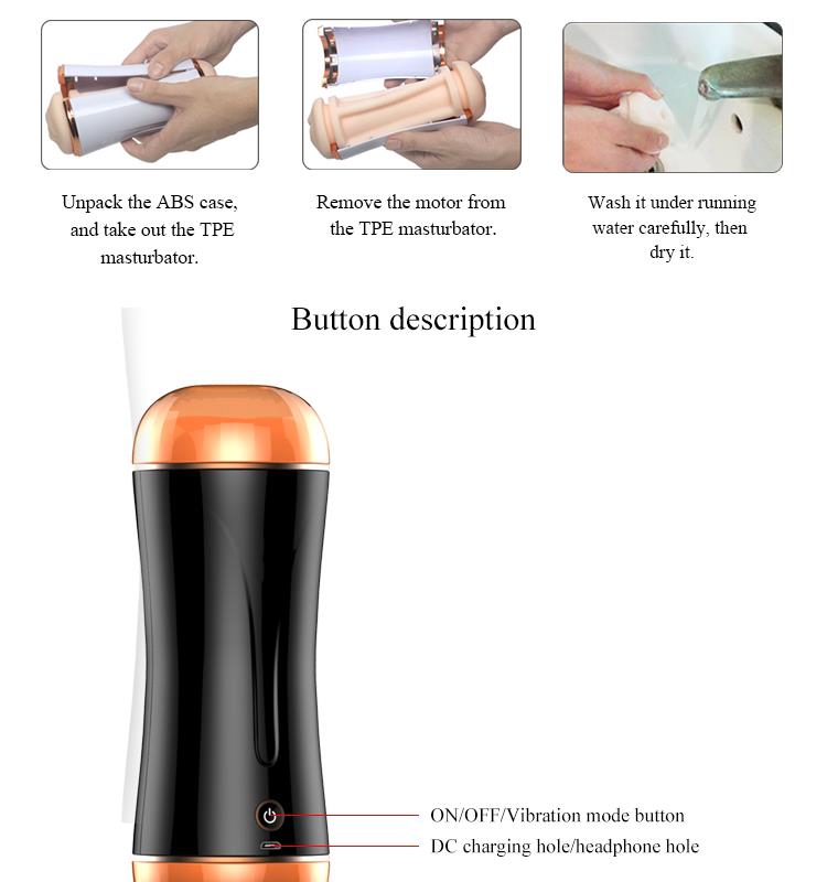 Foxshow - 63-00030 - Masturbator-Vibrating Masturbation Cup - 19,5 cm - USB - 10 function + Interactive Function / Double Ends - Luxury Giftbox - Black