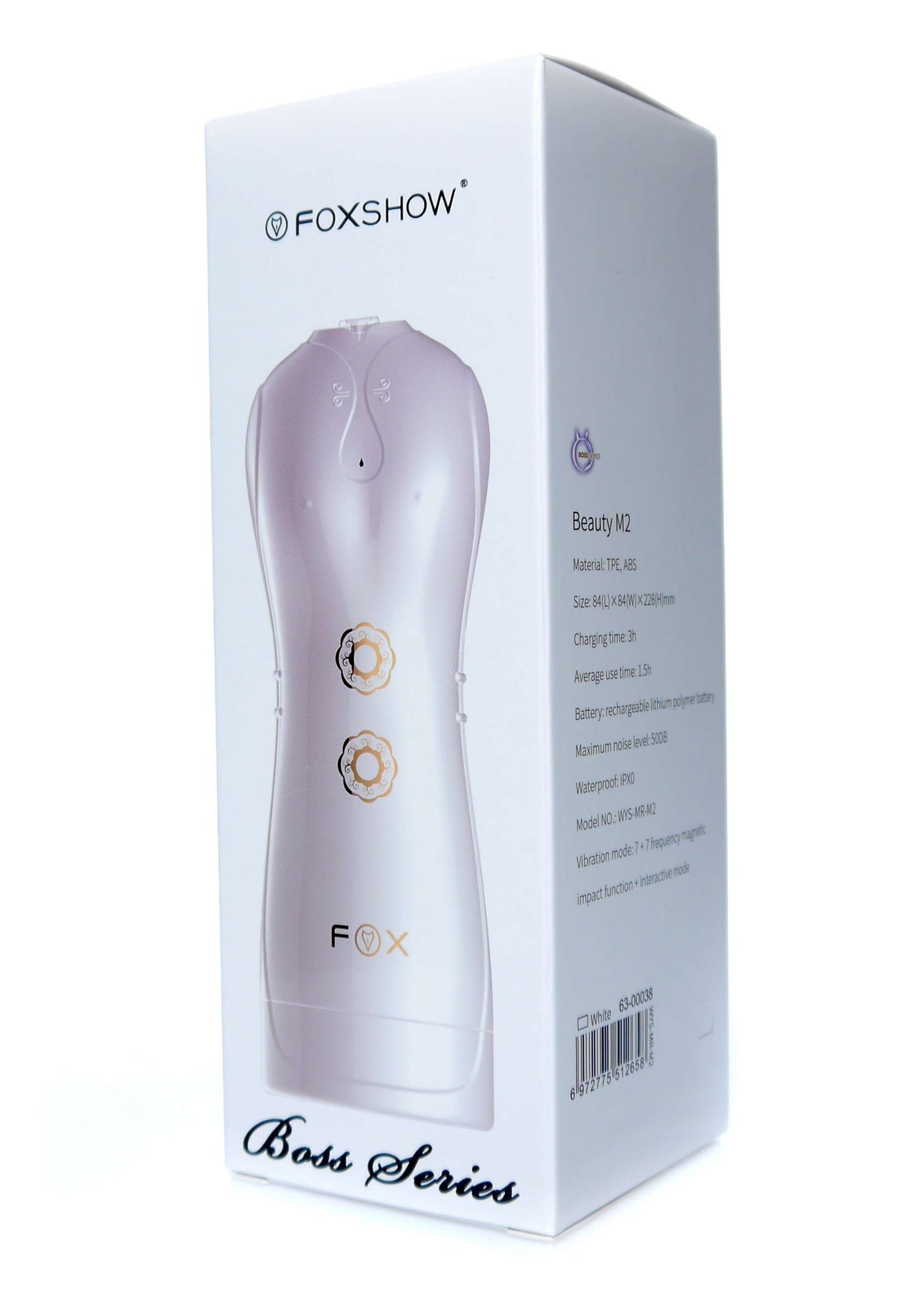 Foxshow - 63-00038 - Masturbator - Vibrating and Flashing Masturbation Cup - USB - 7 Function / Talk Mode - White