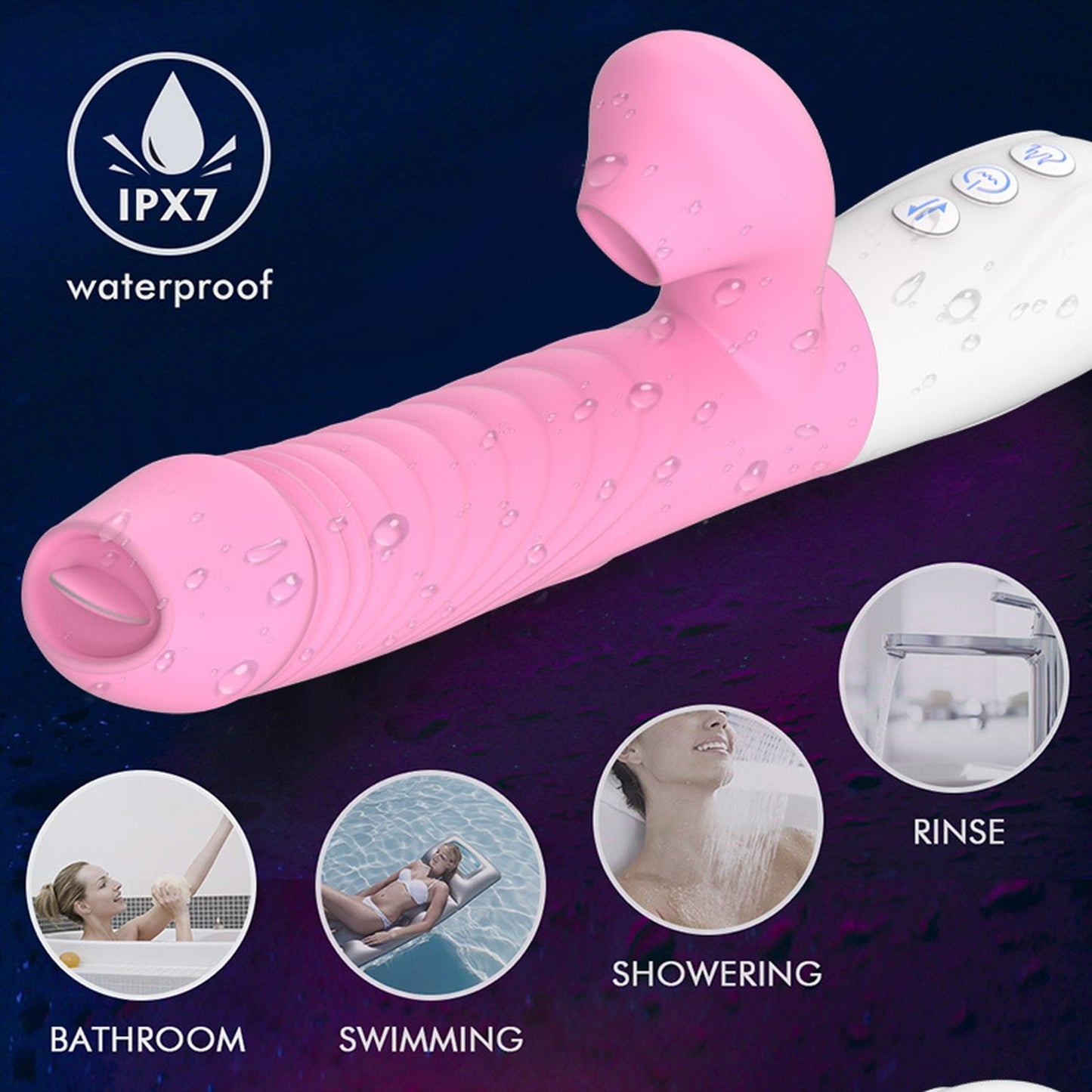 Foxshow - 63-00046-1  - Up & Down Silicone Air sucking Licking G Spot Stimulator - 7 Functions