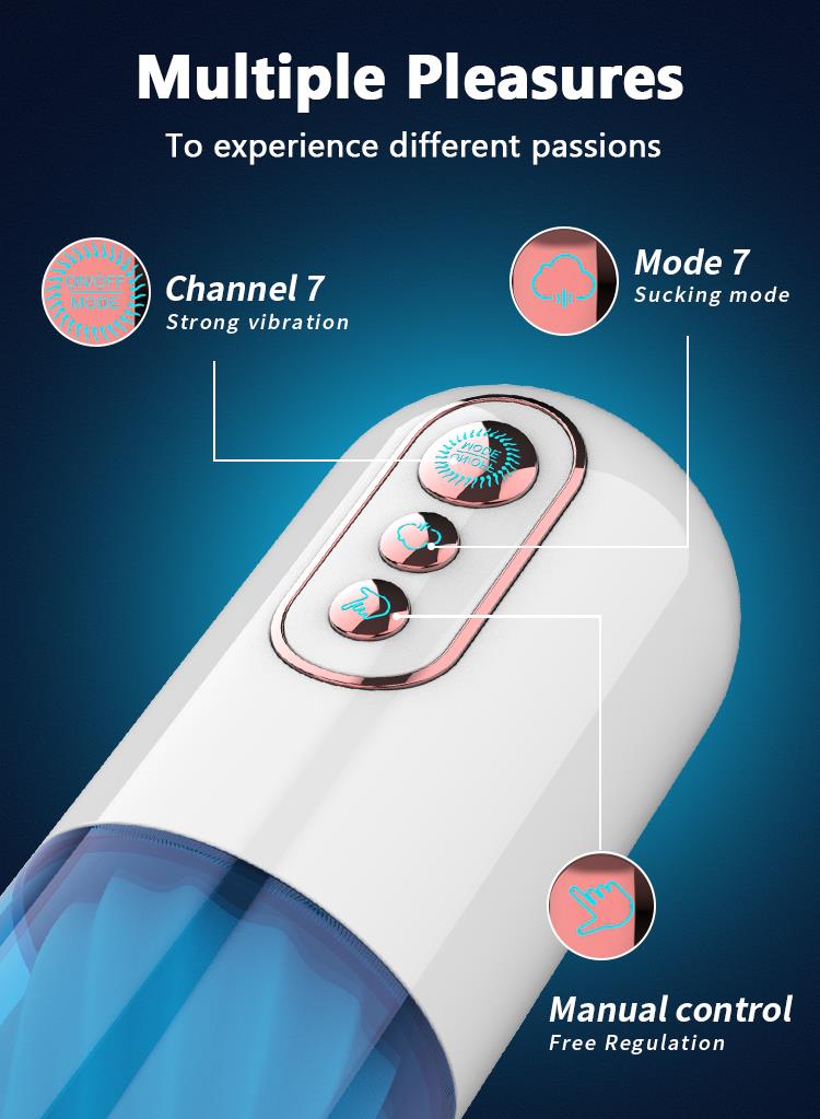 Foxshow - 63-00052 - Big size - 27,5 Cm - Masturbator cup - Sound  Vibrating, Flashing Masturbation - USB rechargeable -  7 Function - Dia outside  8 cm - Luxury Giftbox - white /with blue