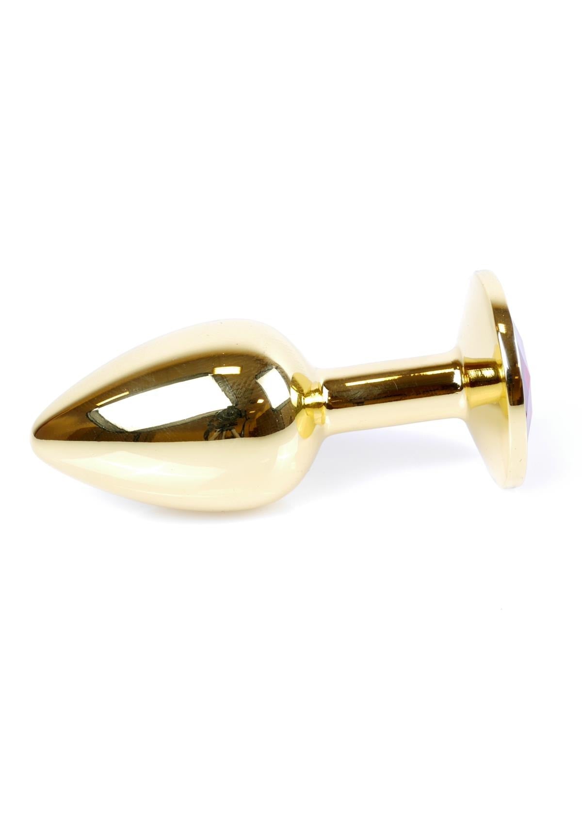 Bossoftoys - 64-00115 - Unique Colour - Rose Gold Anal Plug - Gold Plug with green stone - length 7 CM - Dia 2,7 CM - colour window box