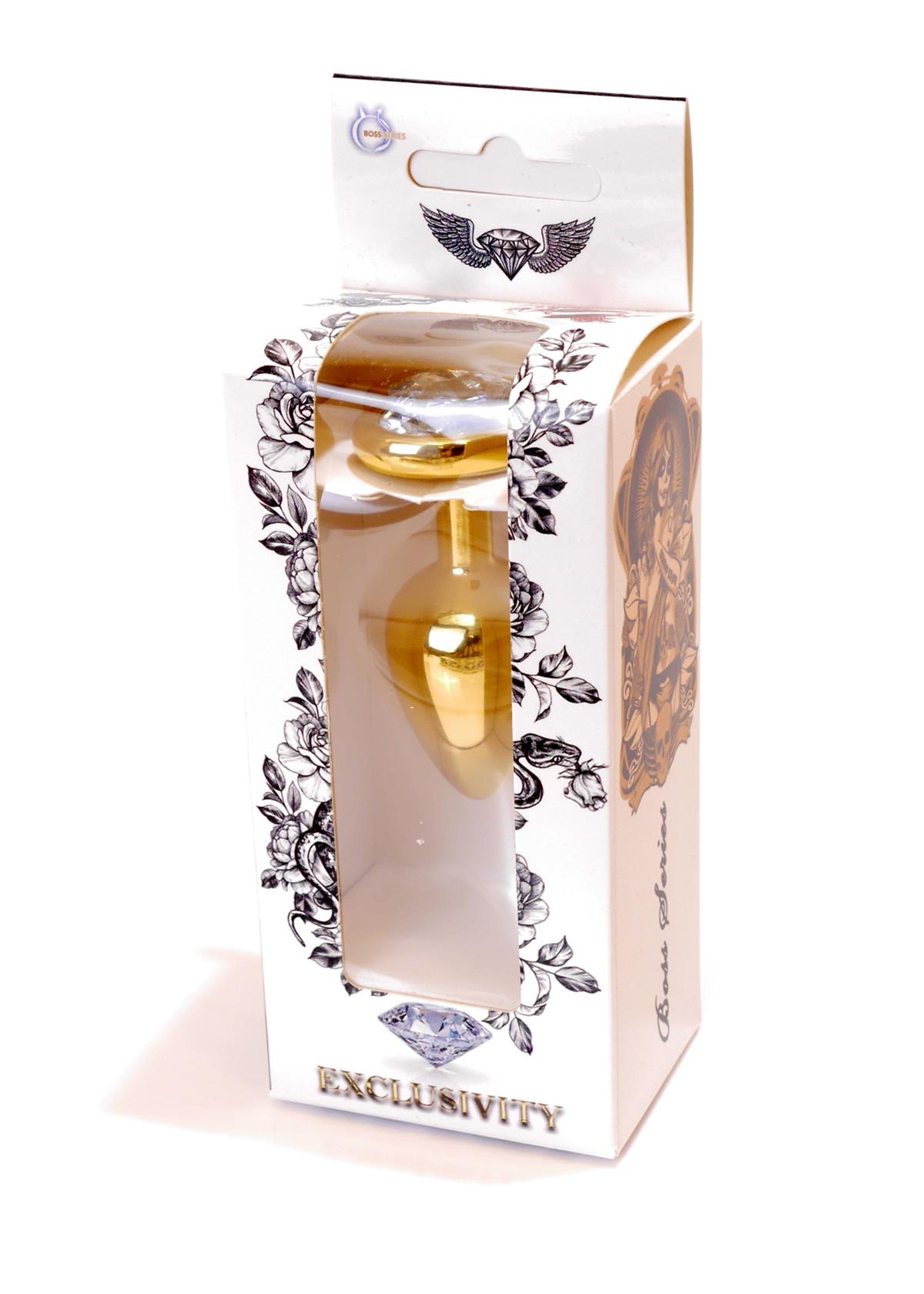 Bossoftoys - 64-00039 - Plug - Gold  - Anal - Heart - Clear