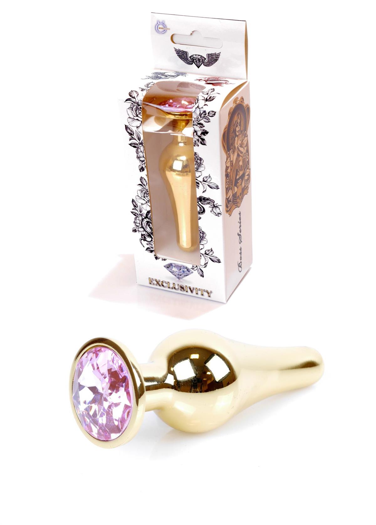 64-00063 gold buttplug with pink stone