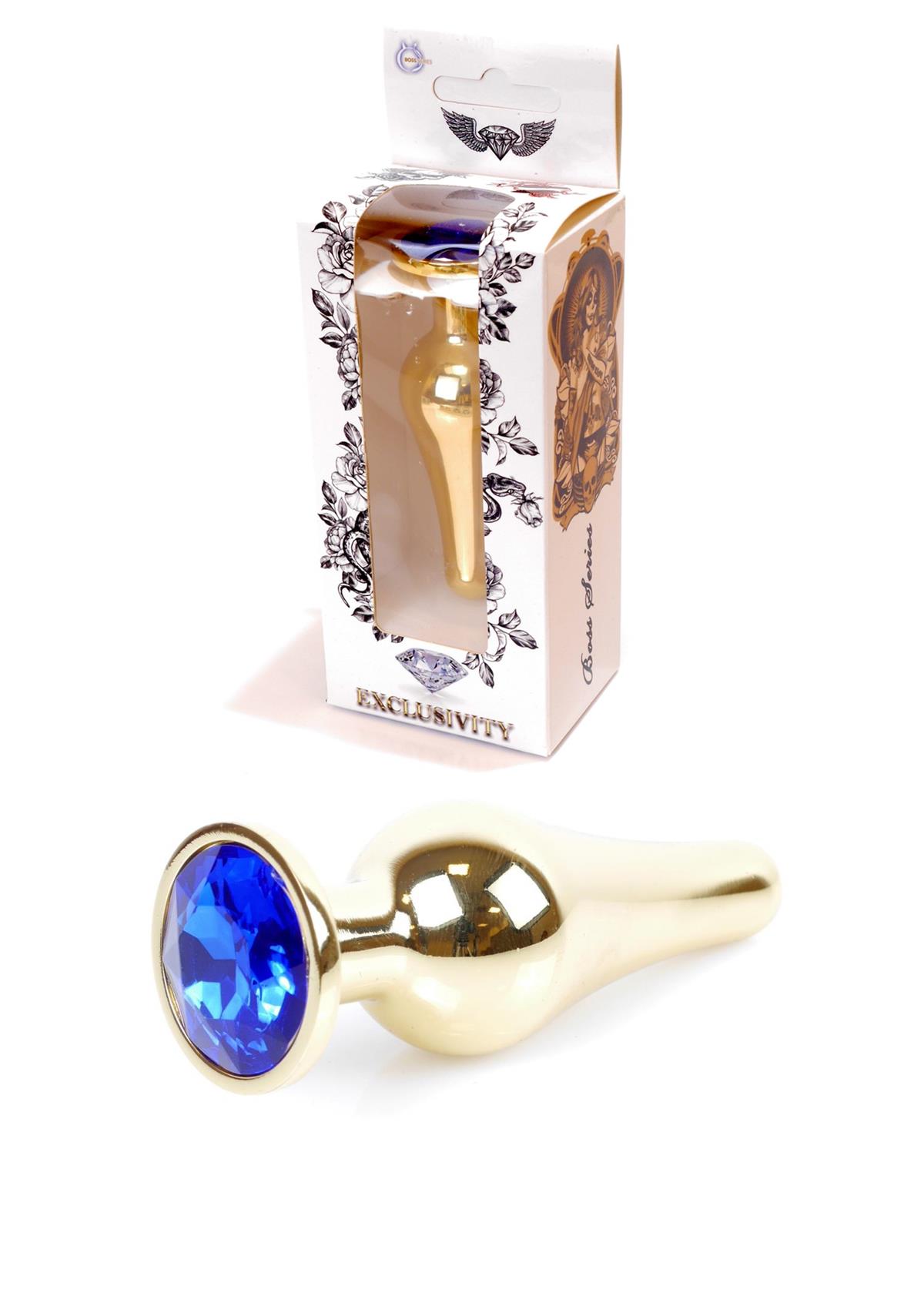 64-00068 gold buttplug dark blue stone