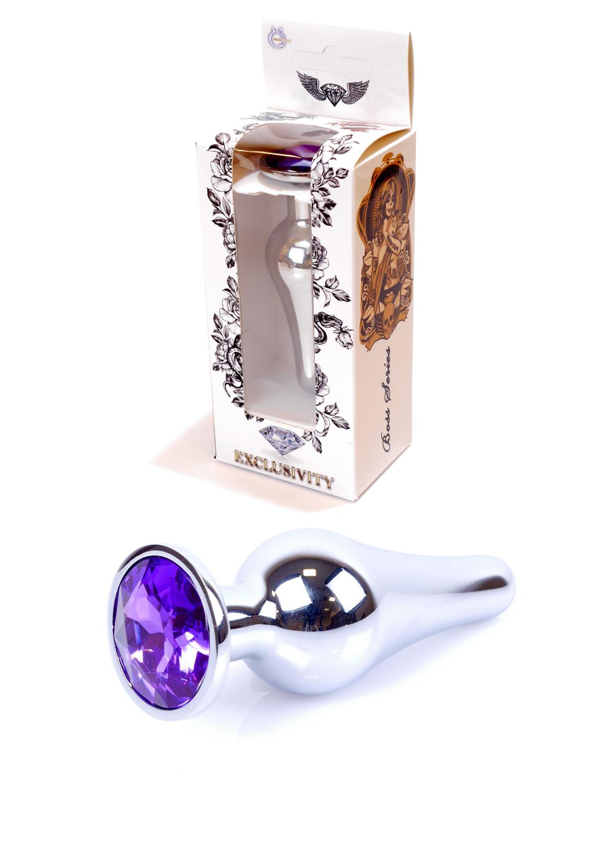 64-00079 silver butt plug purple stone