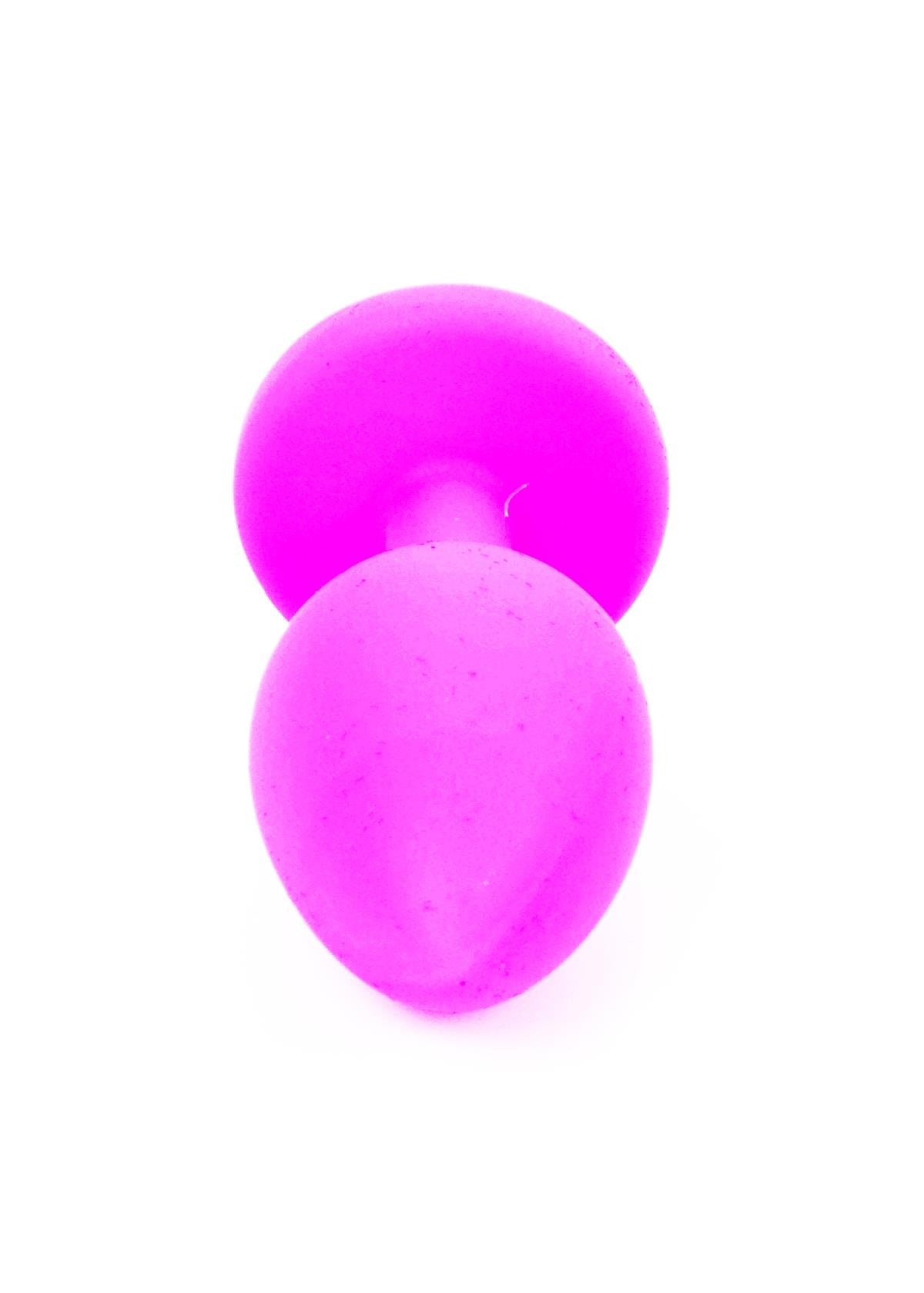 Bossoftoys - 64-00085 - Pink Silicone Anal Plug - Medium size anal plug with blue stone - length 8 cm - dia 3,5cm - colour window box