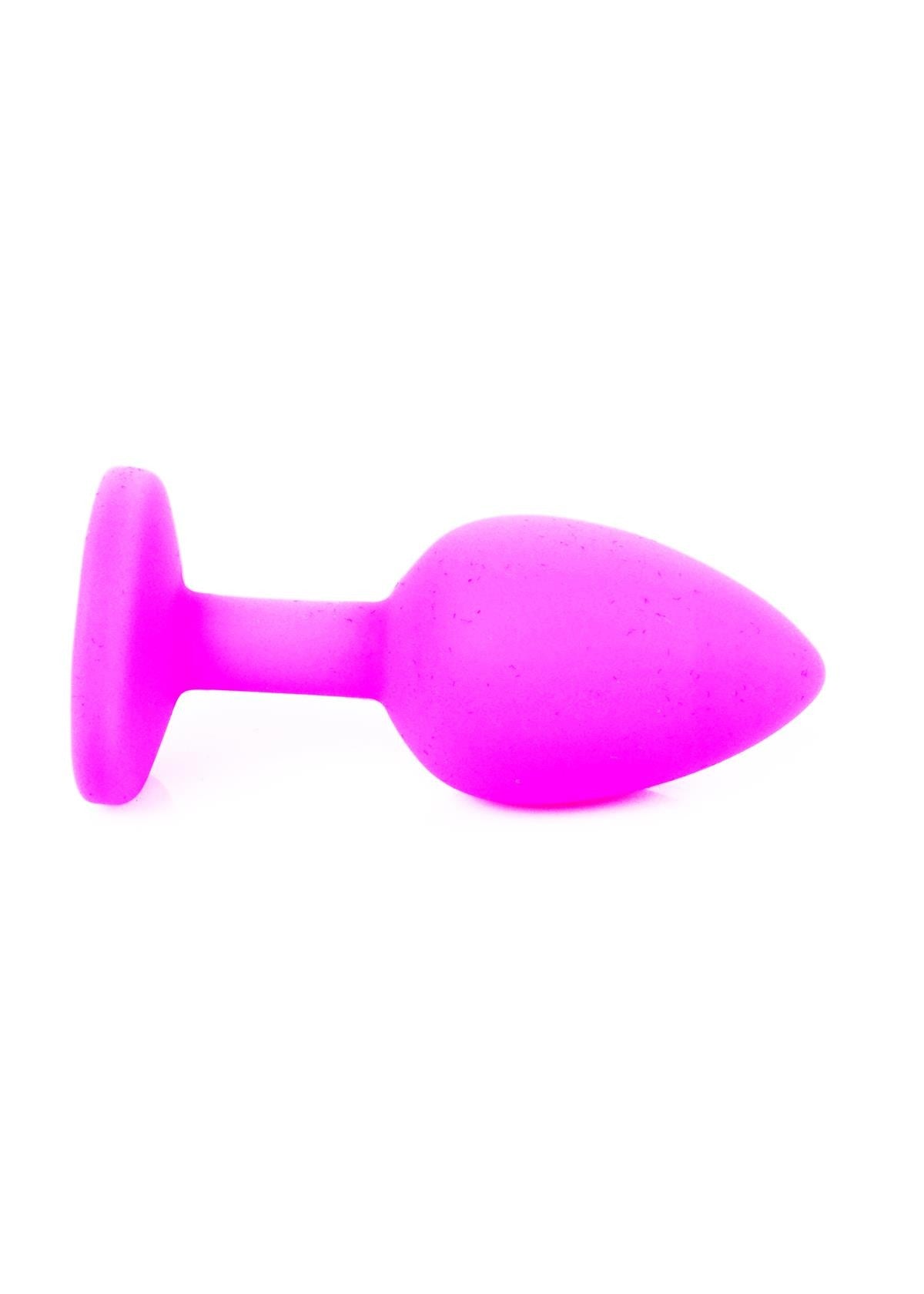 Bossoftoys - 64-00085 - Pink Silicone Anal Plug - Medium size anal plug with blue stone - length 8 cm - dia 3,5cm - colour window box