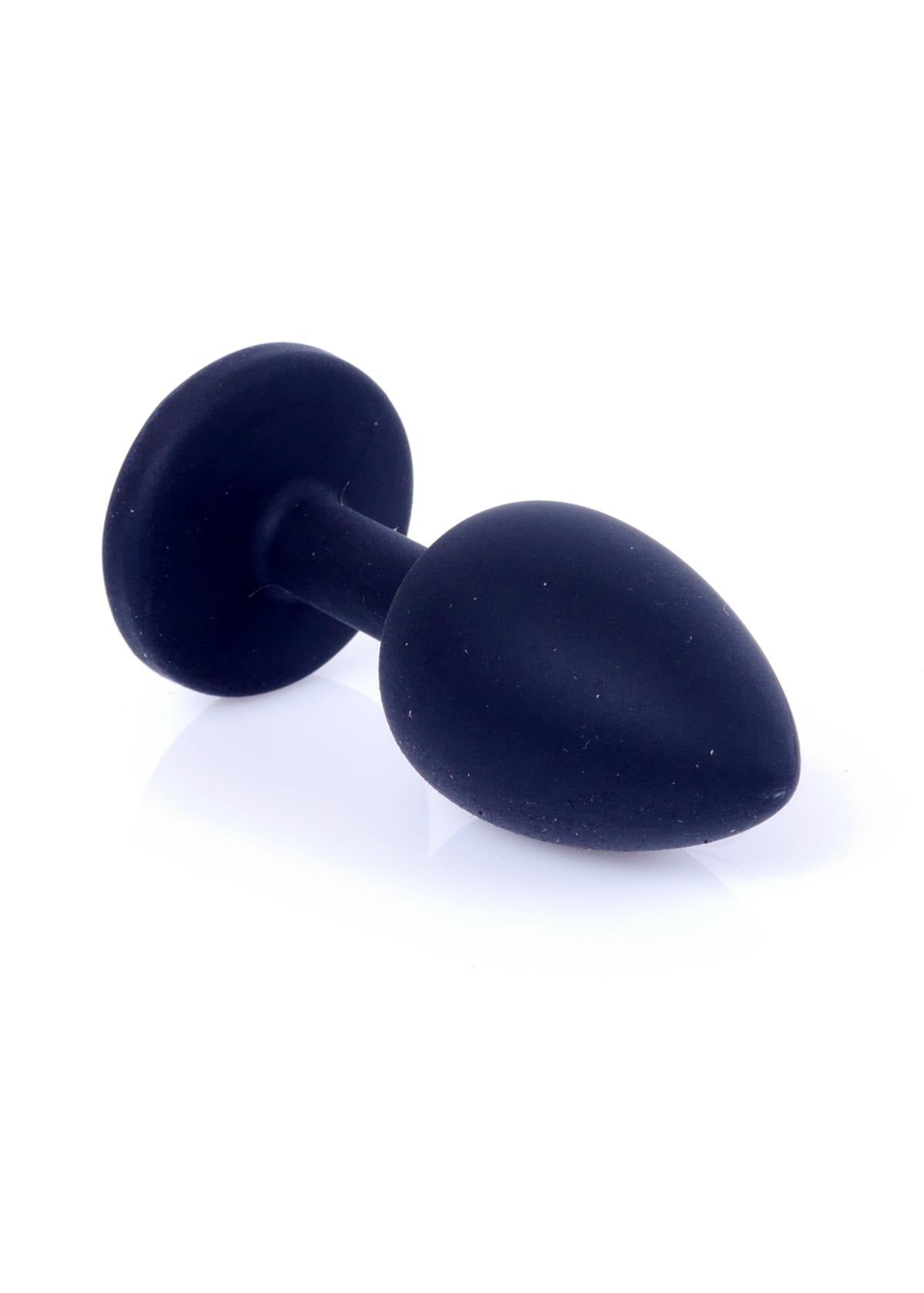 Bossoftoys - 64-00087 - Black Silicone Anal Plug - Medium size anal plug with Pink stone - length 8 cm - dia 3,5cm - colour window box