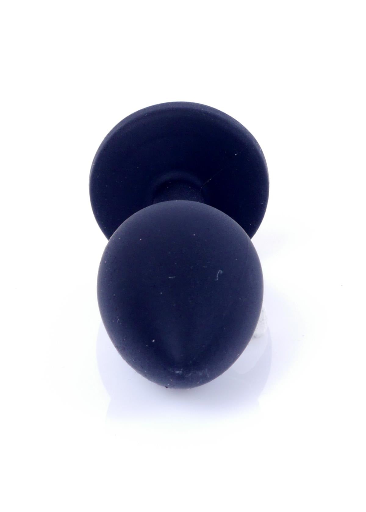 Bossoftoys - 64-00087 - Black Silicone Anal Plug - Medium size anal plug with Pink stone - length 8 cm - dia 3,5cm - colour window box