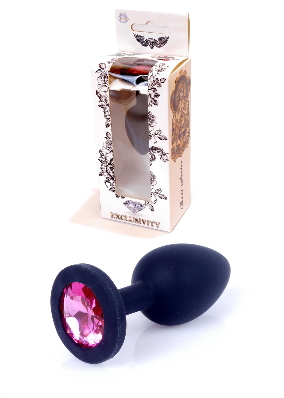 64-00083 black silicone plug pink stone