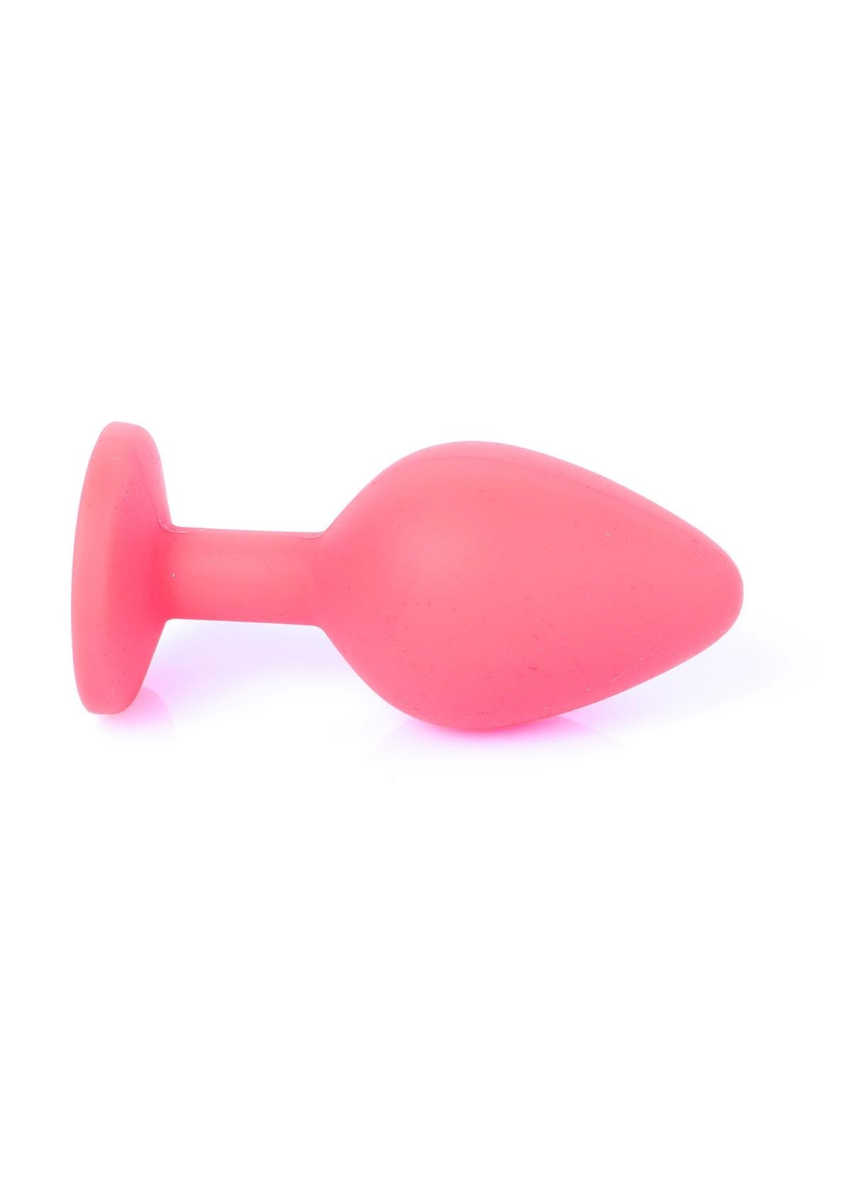 Bossoftoys - 64-00084 - Red Silicone Anal Plug - anal plug with blue stone - Medium size - length 7 cm - dia 2,7 cm - colour window box