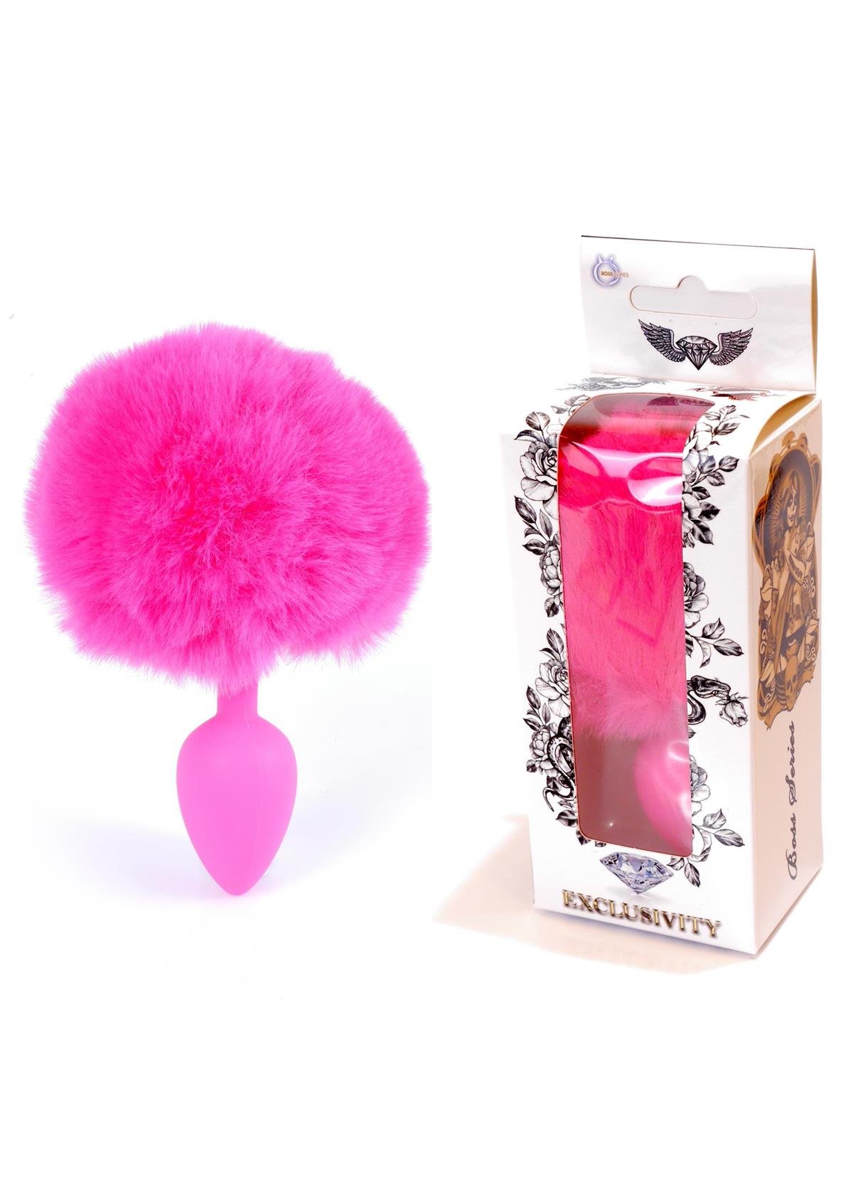 Bossoftoys - 64-00099 - Pink Silicone Anal Plug with bunny tail Pink - length 6,5 cm - dia 2,7 cm - colour window box