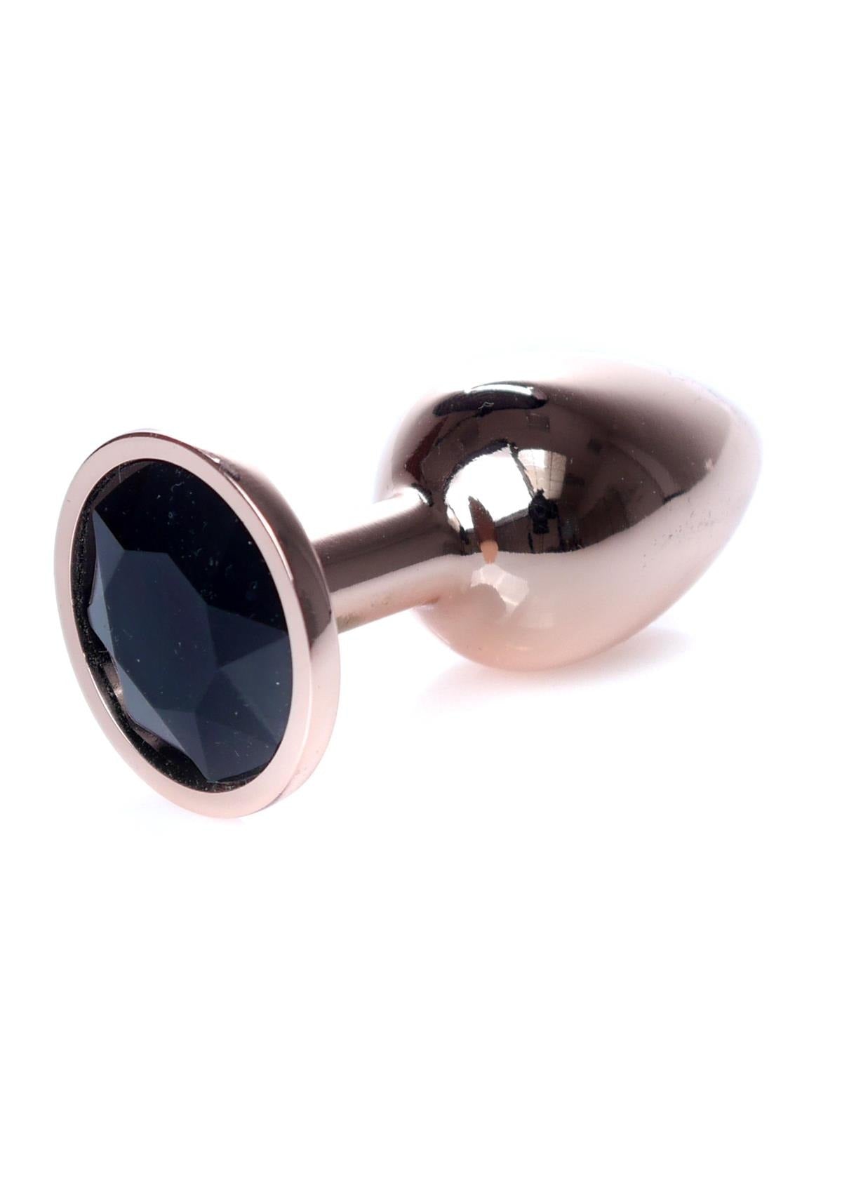 Bossoftoys - 64-00111 - Unique Colour - Rose Gold Anal Plug - Gold Plug with Black stone - length 7 CM - Dia 2,7 CM - colour window box