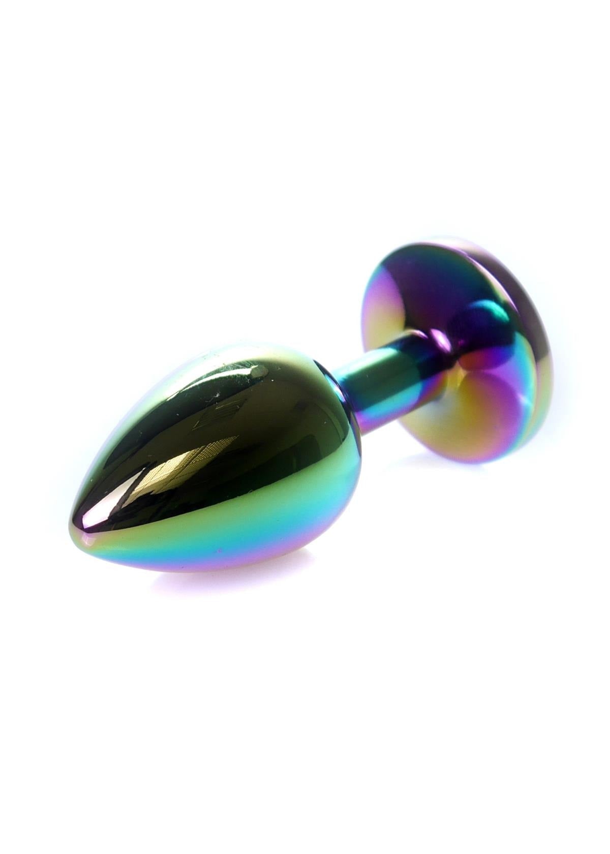 Bossoftoys - 64-00116 - Unique Multi Colour - Rose Gold Anal Rainbow Plug - Gold Plug with rainbow stone - length 7 CM - Dia 2,7 CM - colour window box