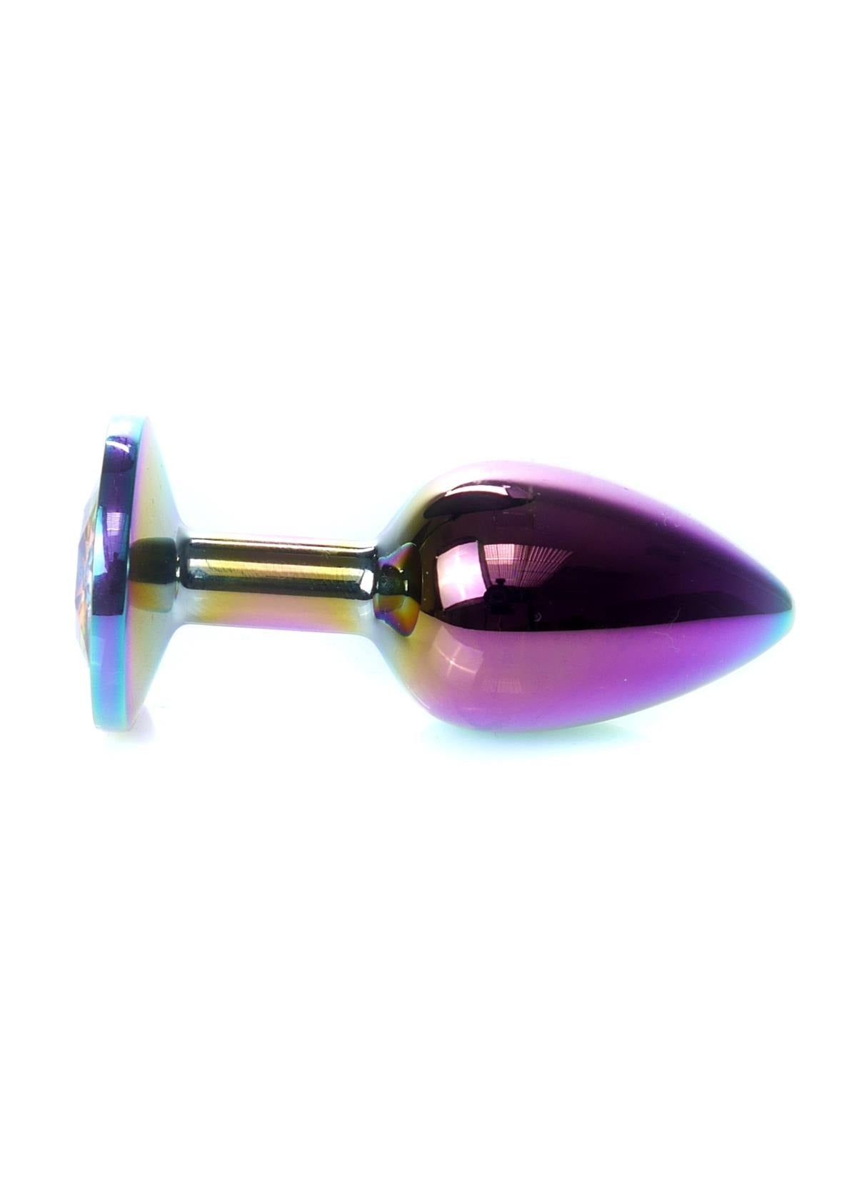 Bossoftoys - 64-00116 - Unique Multi Colour - Rose Gold Anal Rainbow Plug - Gold Plug with rainbow stone - length 7 CM - Dia 2,7 CM - colour window box