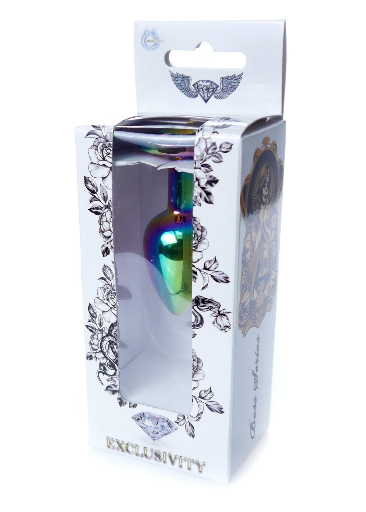 Bossoftoys - 64-00116 - Unique Multi Colour - Rose Gold Anal Rainbow Plug - Gold Plug with rainbow stone - length 7 CM - Dia 2,7 CM - colour window box