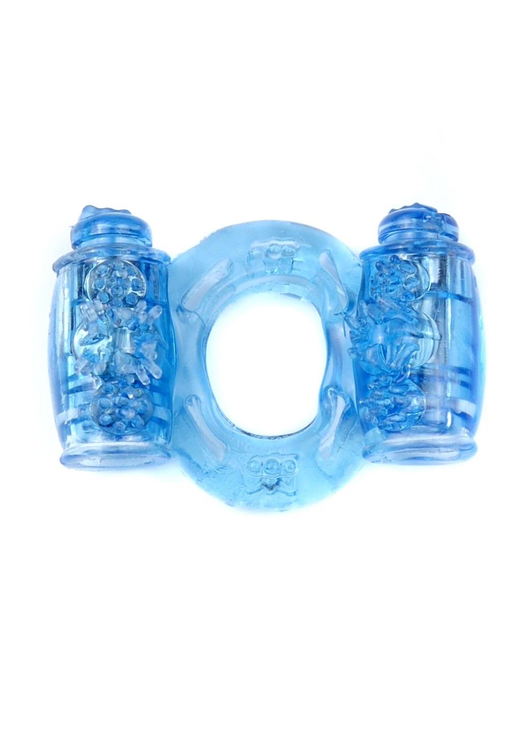 Bossoftoys - 67-00035 - Vibrating Cockring  - double Motors - Blue - batteries included - packed in plastic bag