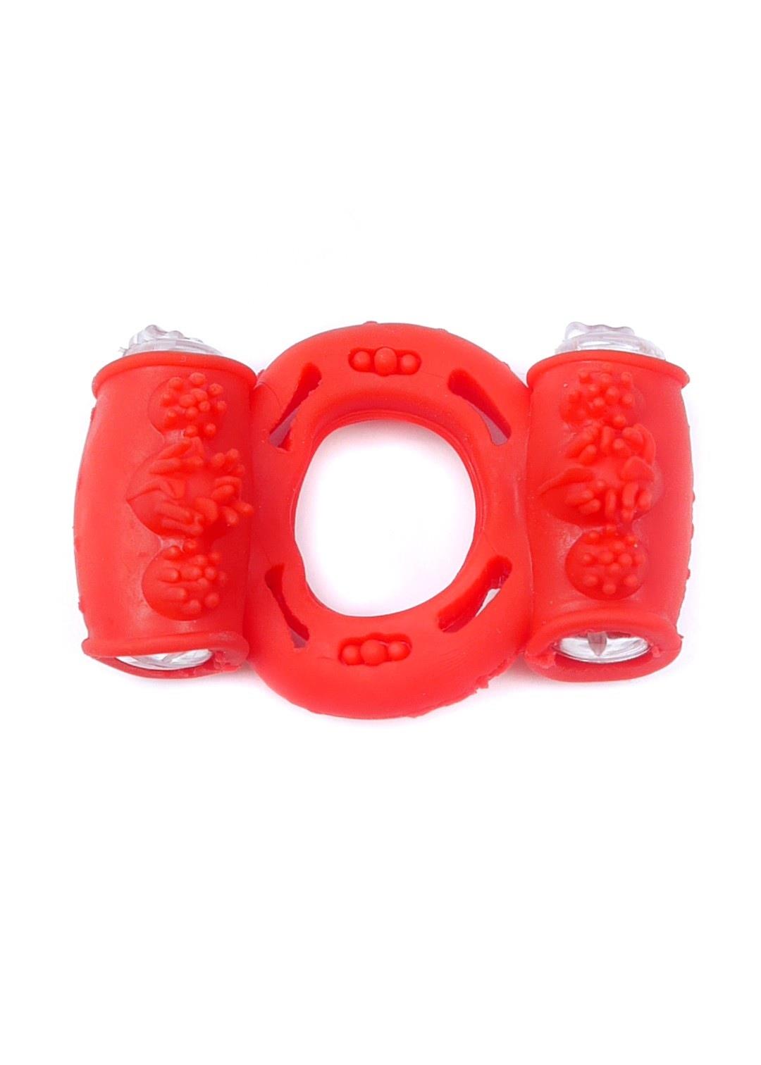 Bossoftoys - 67-00036 - Vibrating Cockring  - double Motors - Red - batteries included - packed in plastic bag