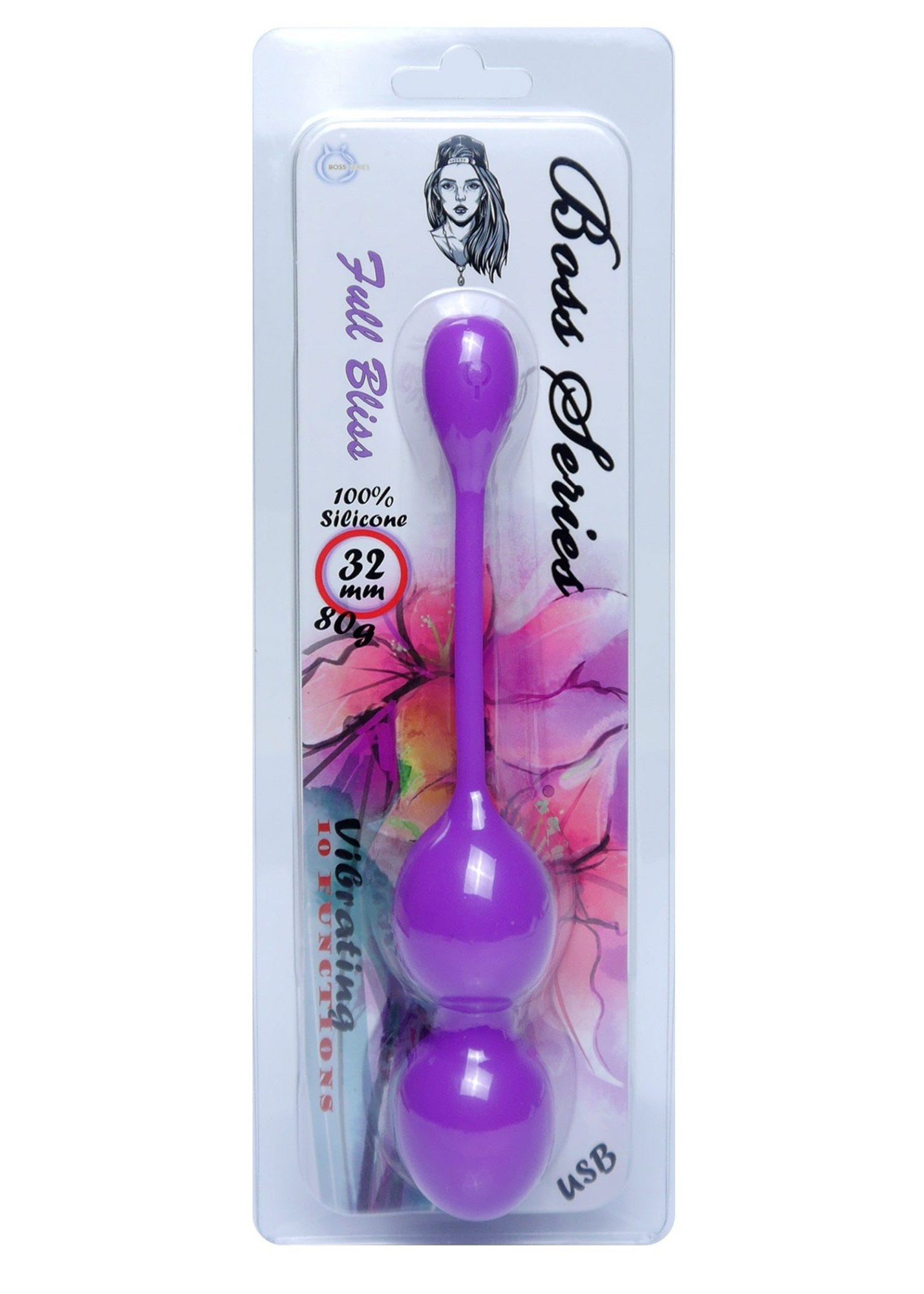 Bossoftoys - 75-00014 - Silicone Kegel Balls - length 16,5 cm - width  32mm  - 80g - 10 functions - Purple - strong blister