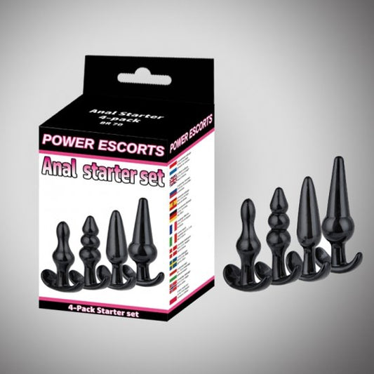 Power Escorts - BR70 - Anal Starter Set - 4-Pack Plugs - Black