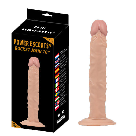 Power Escorts - BR111 - Rocket John 10'' - Realistic Dildo - 10 Inch / 25,5 CM - Flesh