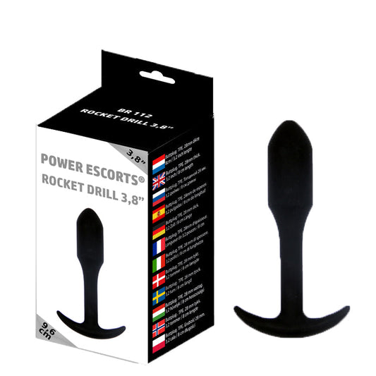 Power Escorts - BR112 - Rocket Drill 3,8'' - Anal Plug - 3,8 Inch / 9,6 CM - Black