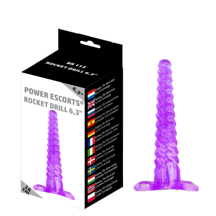 Power Escorts - BR113 - Rocket Drill 6,3'' - Anal Plug - 16 CM - Purple