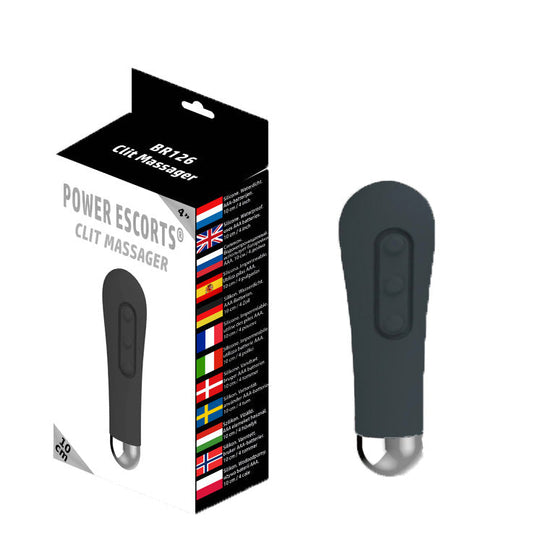 Power Escorts - BR126 - Clit Massager - Rechargeable - 10 CM / 4 Inch - Black
