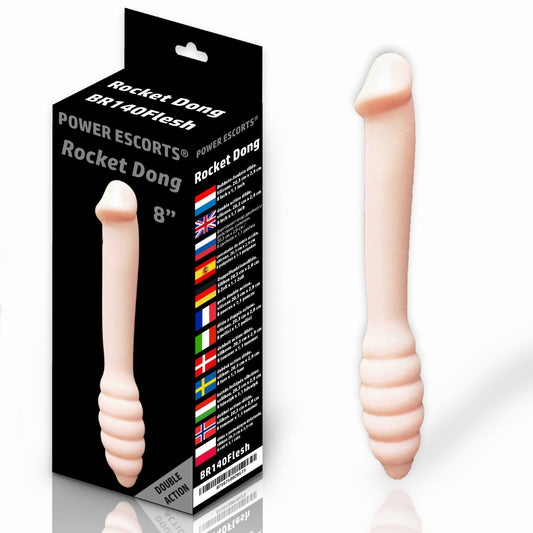 Power Escorts - BR140 - Rocket Dong - Double Dildo - Extreme Flexible - Ideal For Starters - 20,4 × 3 CM - Flesh