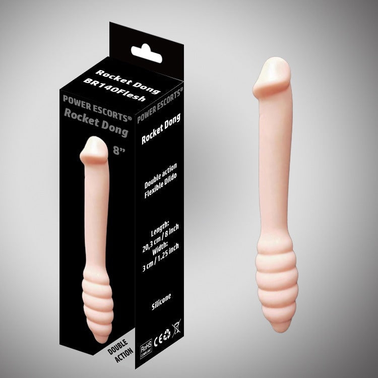 Power Escorts - BR140 - Rocket Dong - Double Dildo - Extreme Flexible - Ideal For Starters - 20,4 × 3 CM - Flesh