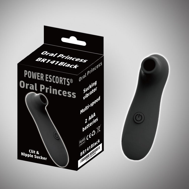 Power Escorts - BR141 - Oral Princess - Oral SuckerVibrator - Waterproof - Air Sucker - Oral Sucker - Clitoral Stimulator/Massager - Stylish - Multiple Functions - Runs On Batteries - Black