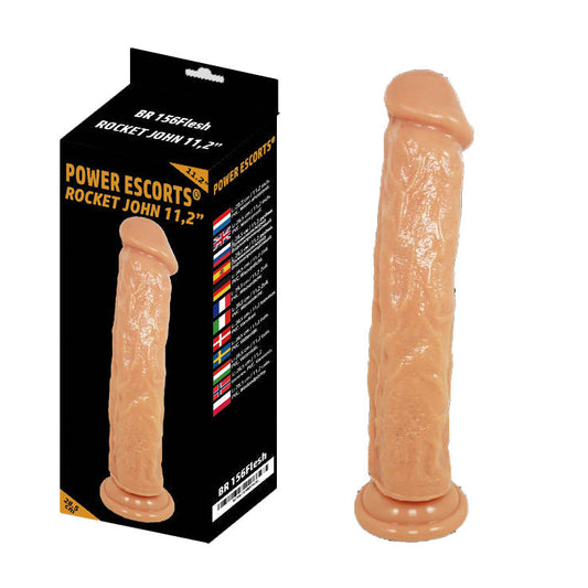 Power Escorts - BR156 - Rocket John 11,2'' - Mega Realistic Dildo - 11,2 Inch / 28,5 CM - Flesh