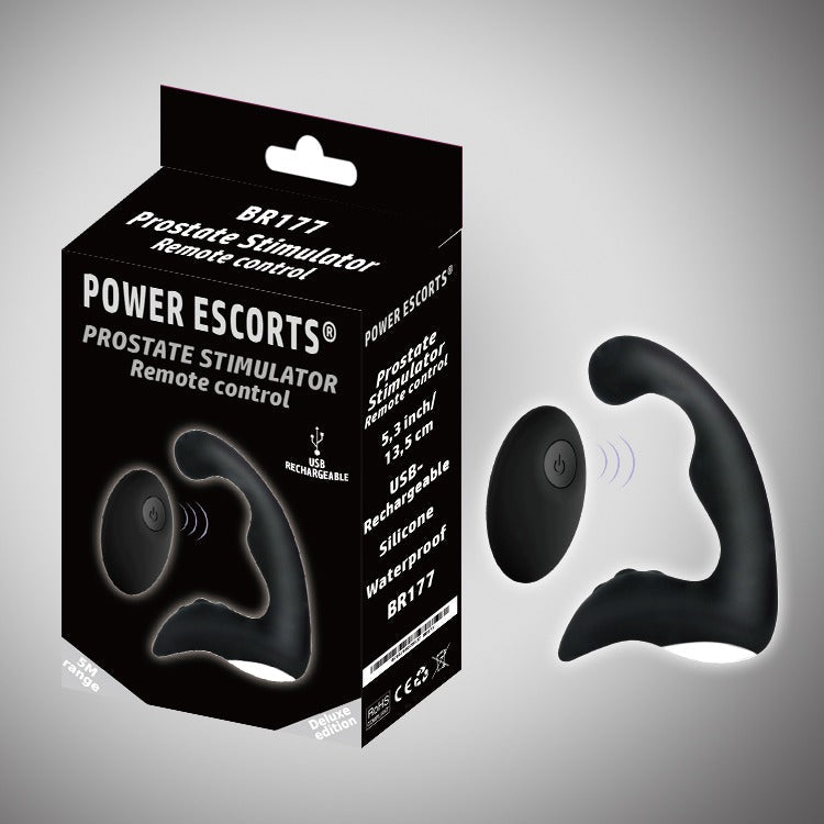 Power Escorts Rechargeable Prostate Stimulator with Remote Control - Black - BR177