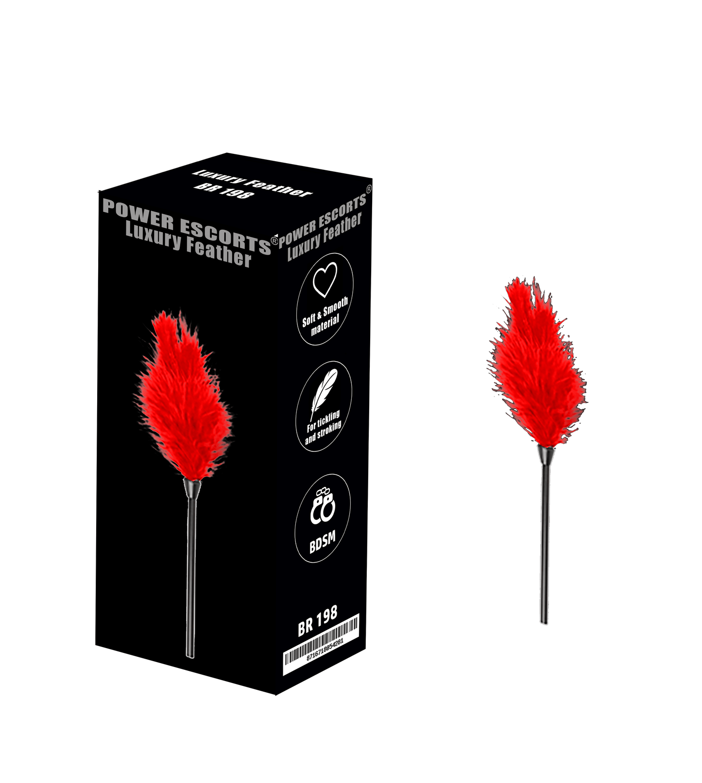 Power Escorts - br198 - Luxury Feather - Feather Tickler - BDSM - Red - Colour Packing