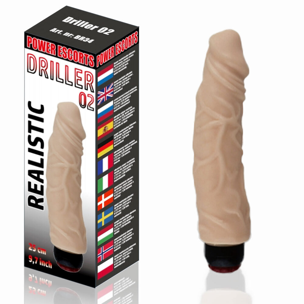 Power Escorts Driller02 Vette Realistische Vibrator 25 cm