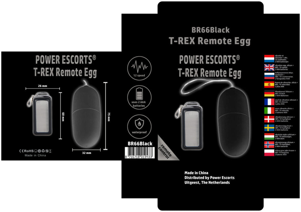 Power Escorts T-Rex Remote Egg BR66 Black - 10 Speed