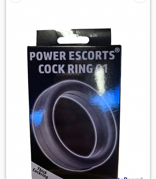 Power Escorts Locked Up Cockring 01 Groot formaat - Flexibele Cockring - BR63 - Zwart