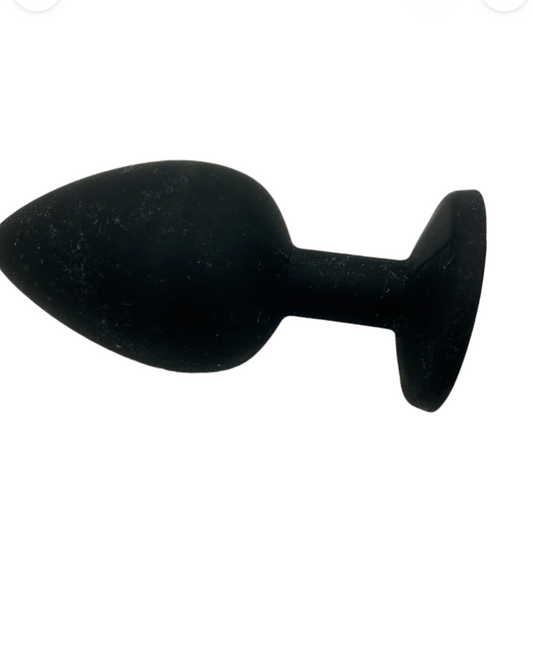 Power Escorts Medium Silicone Black Plug Red Stone  - BR135Mred - Window Box