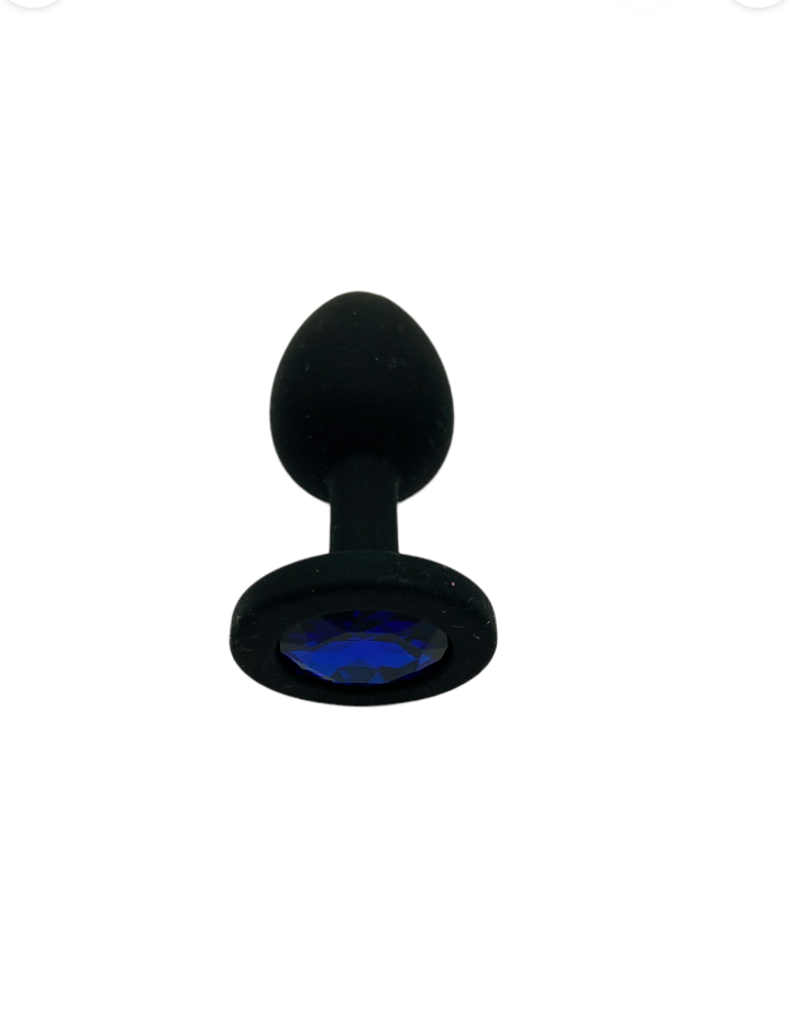 Power Escorts Large Silicone Black Plug Blue Stone  - BR135Lblue - Window Box