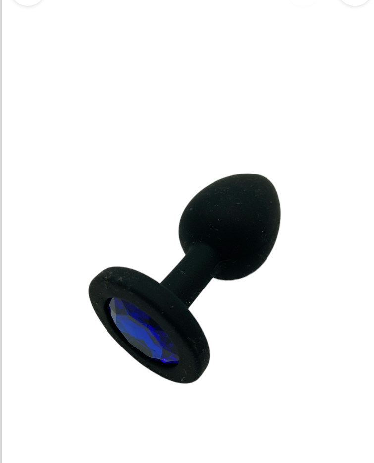 Power Escorts Large Silicone Black Plug Blue Stone  - BR135Lblue - Window Box