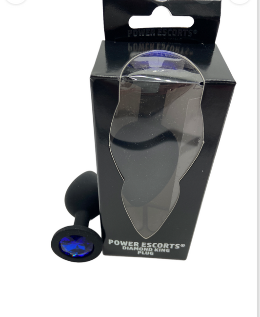 Power Escorts Small Silicone Black Plug Blue Stone  - BR135Sblue - Window Box